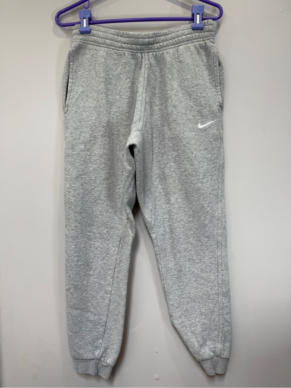 Nike Kids Grey Fleece Joggers with White Swoosh